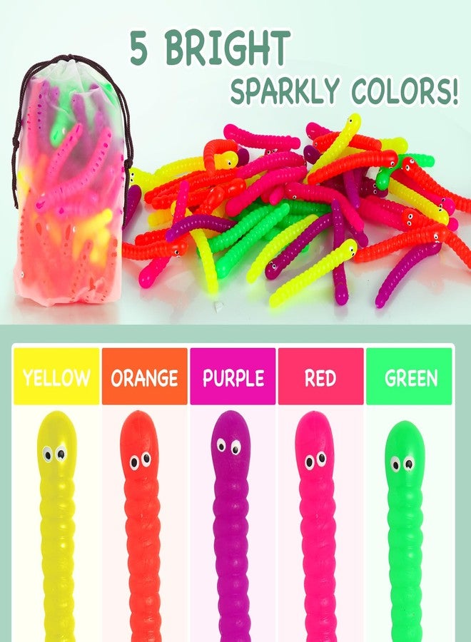 Miaopen 50 PCS Stretchy Fidget Toys Colorful Stretchy Strings，Sensory Fidget Worm Stretch Toys for Kids, Stocking Stuffers Party Favors for Boys and Girls Classroom Prizes, Pinata Fillers,Goodie Bag Stuffers - Image 3